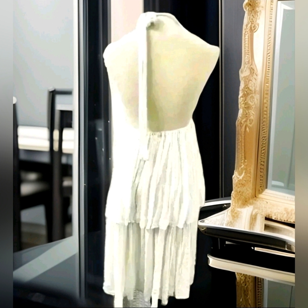 715h The PQ Kristine White Gold Halter Midi Dress - Picture 3 of 4